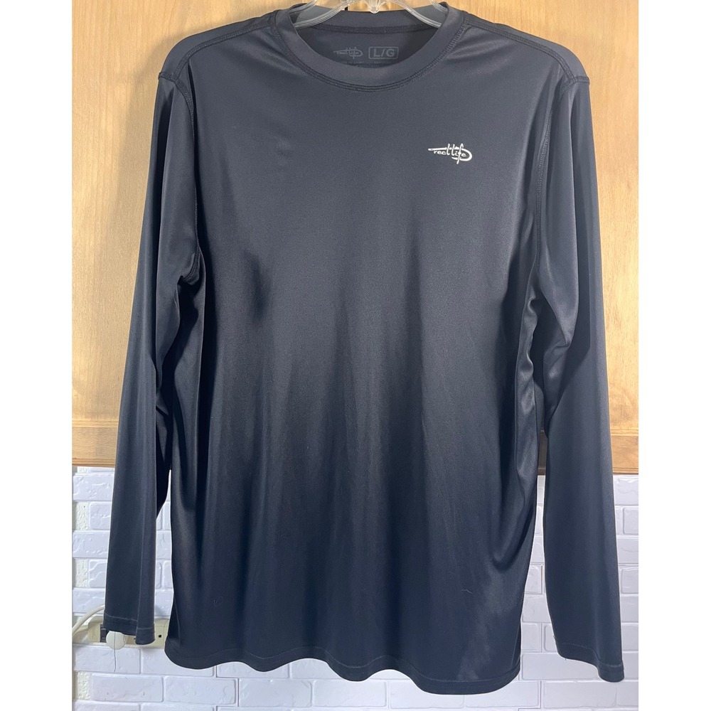 Reel Life Fishing Shirt Mens Large Black Pirate Skull Graphic Long Sleeve Top